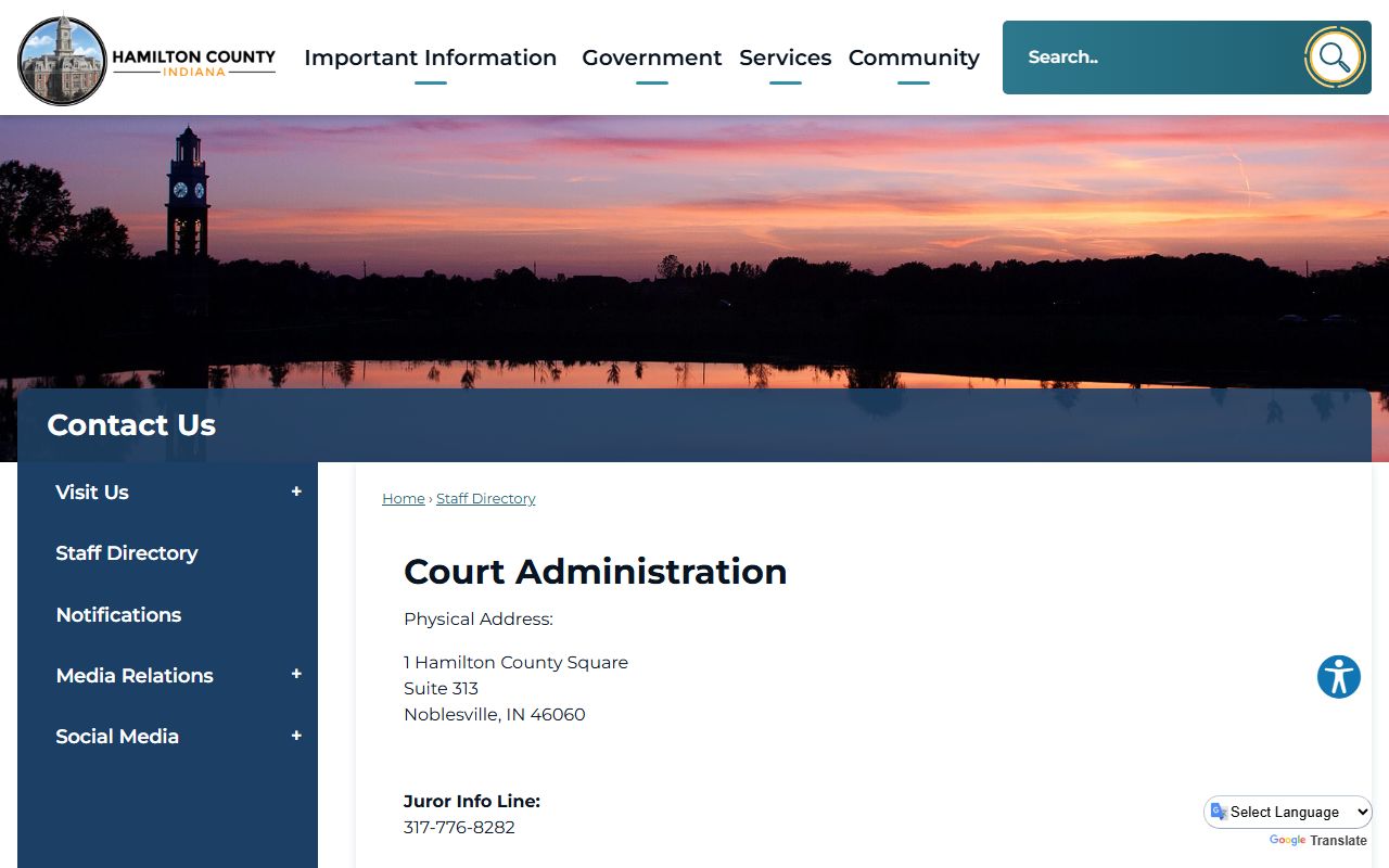 Hamilton County Court directory listing Circuit and Superior Courts