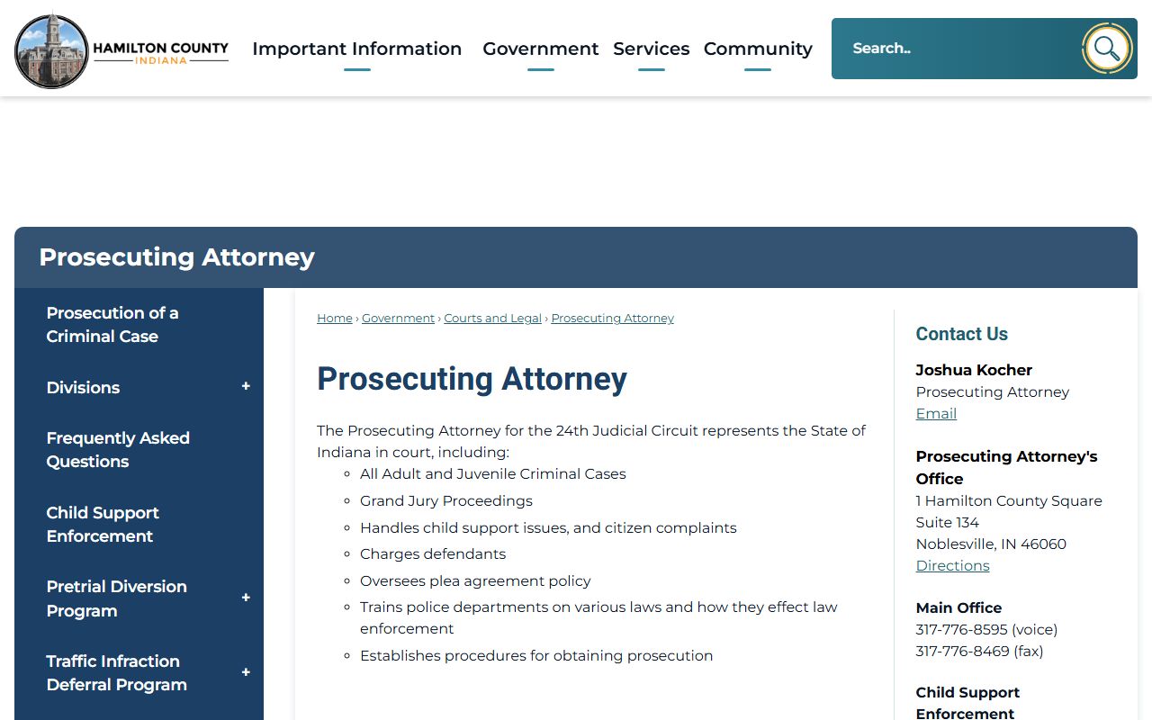 Hamilton County Prosecuting Attorney page tied to arrest records
