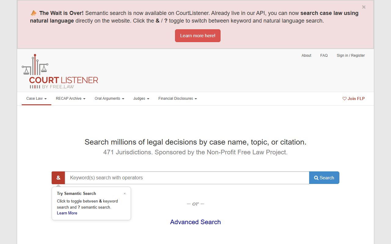CourtListener federal court records resource