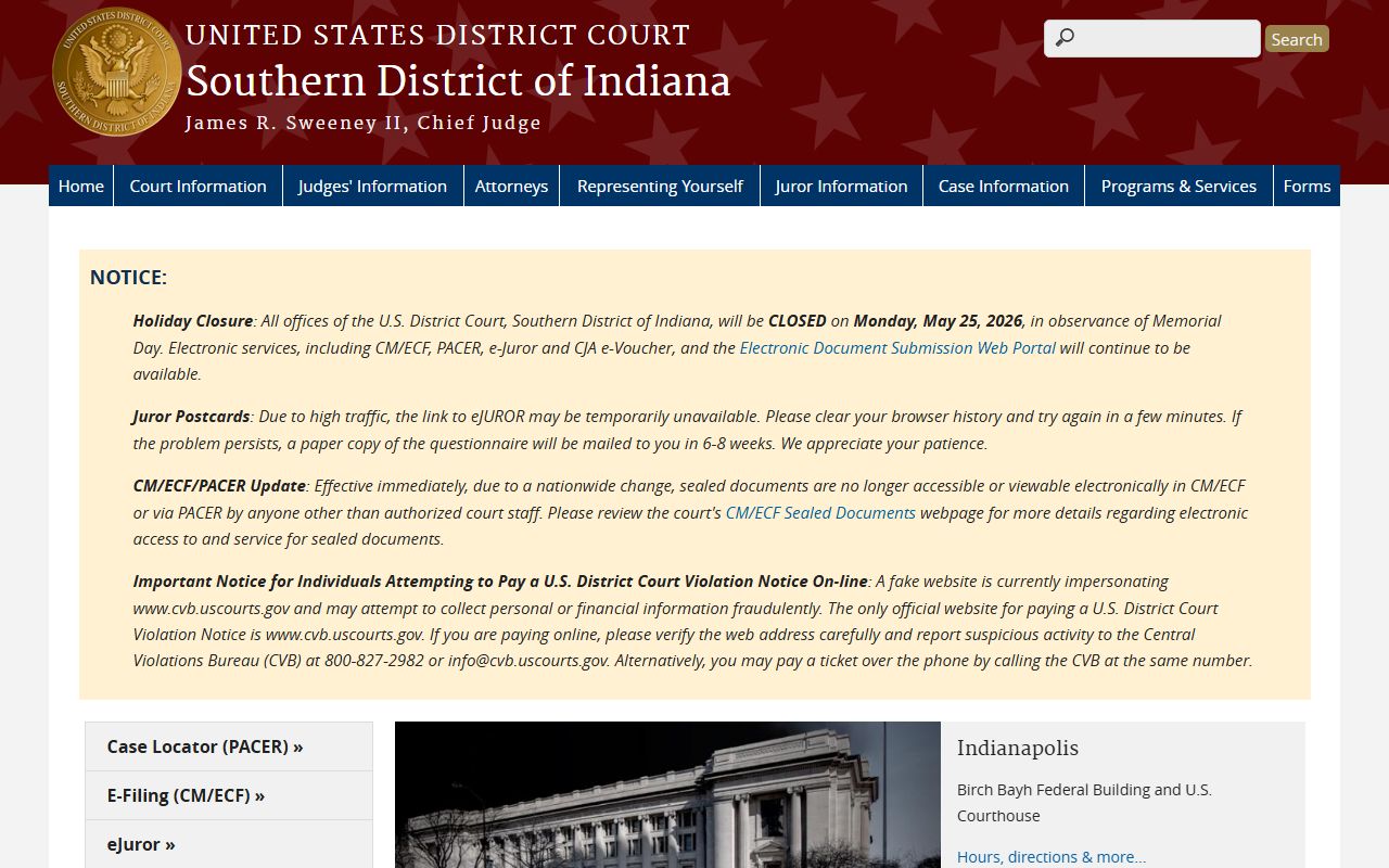 U.S. District Court for the Southern District of Indiana serving Hamilton County