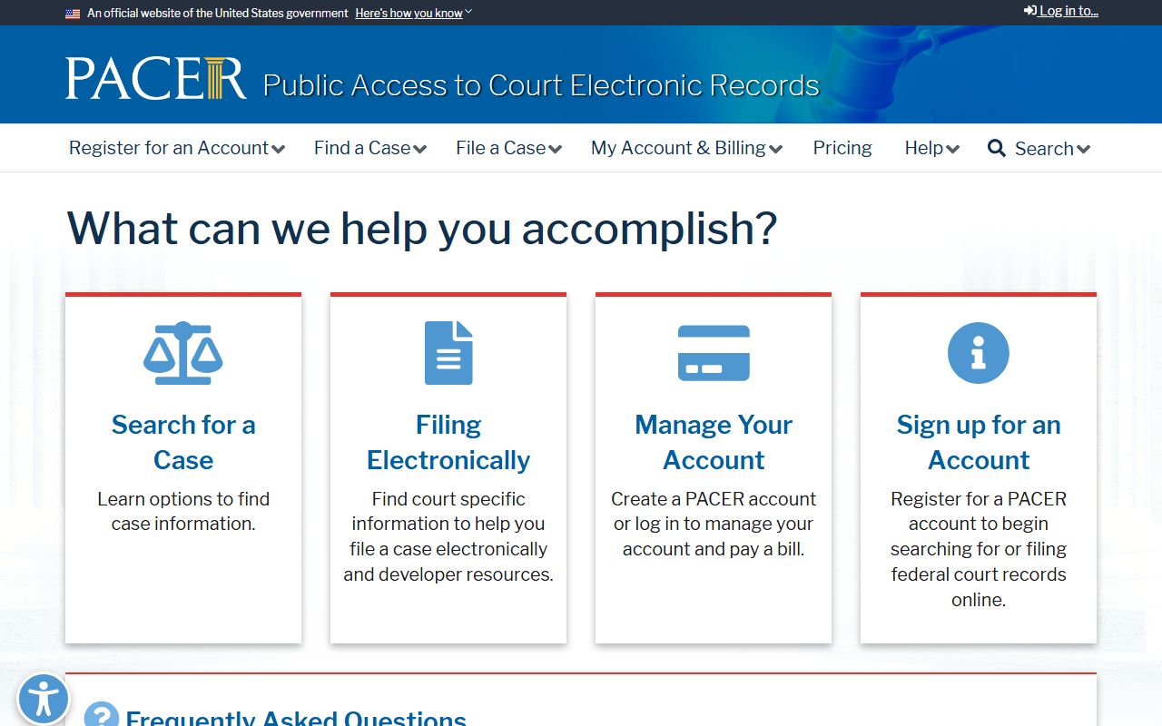 PACER federal court records system for Hamilton County federal cases