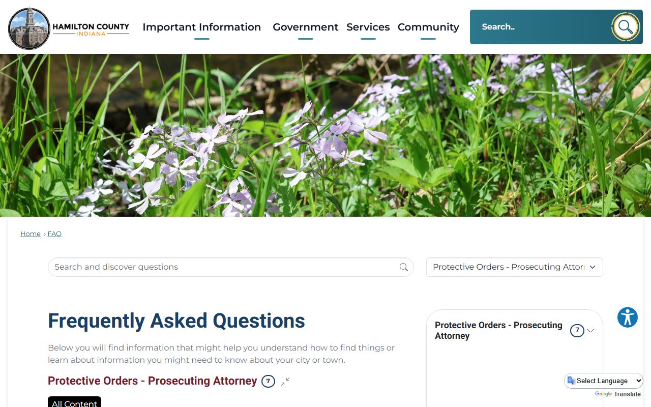 Hamilton County protective orders FAQ page
