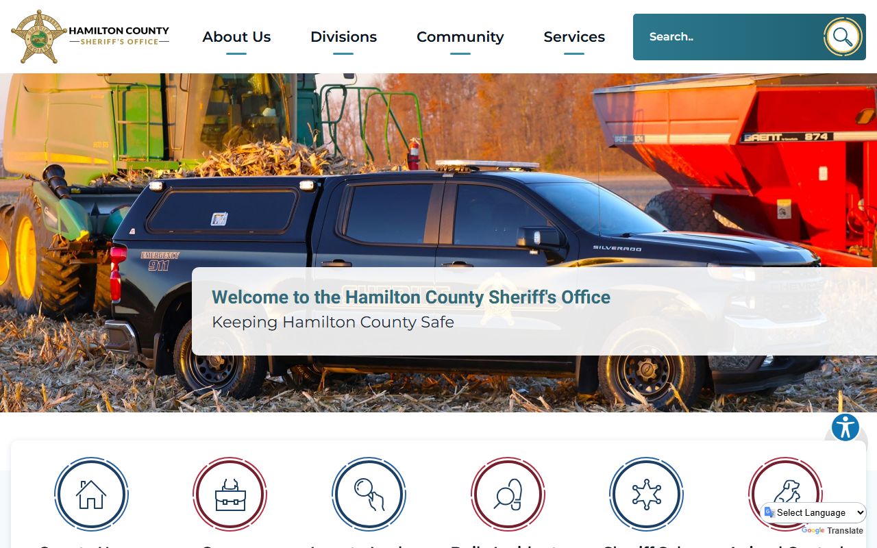Hamilton County Sheriff home page with jail resources