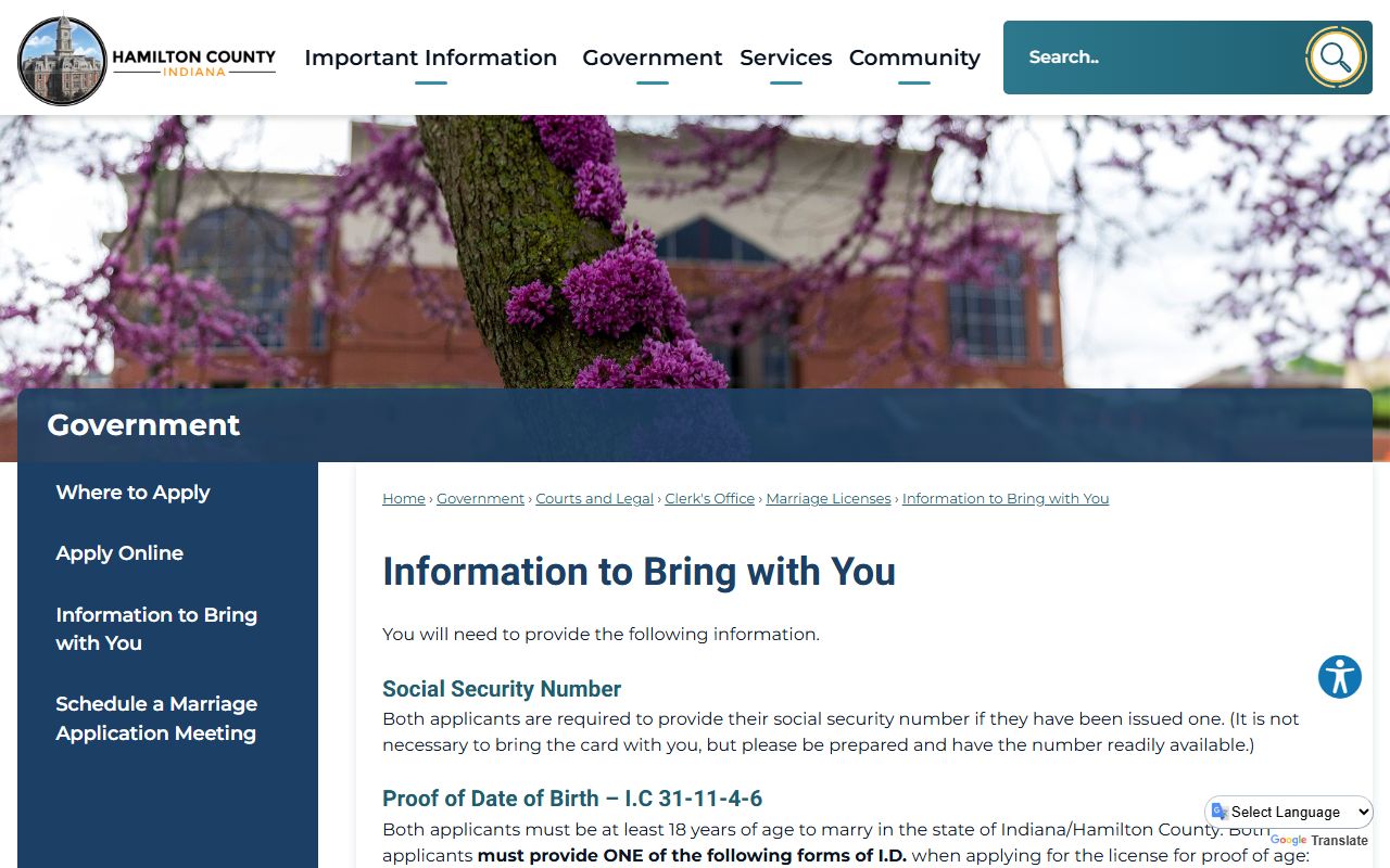 Hamilton County marriage license documentation requirements