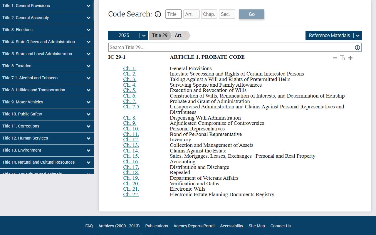 Indiana probate code for Hamilton County estate records