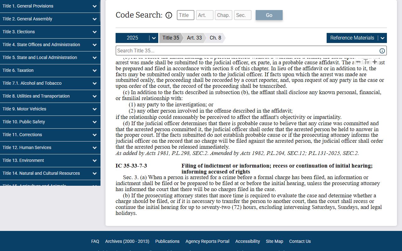 Indiana bail and release statute for Hamilton County warrants